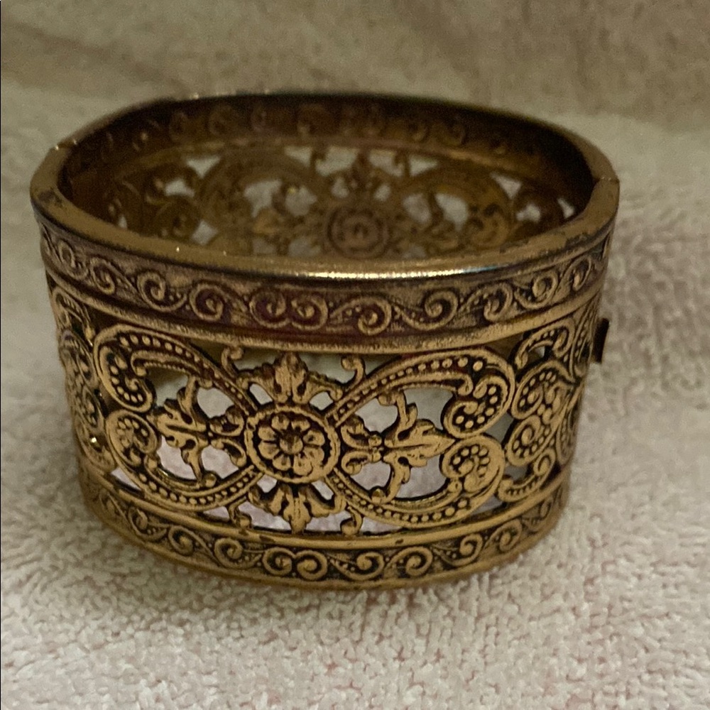 Ornate Gold-Tone Cuff Bracelet
